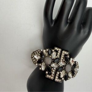 Vintage Rhinestone Statement Hinged Bracelet